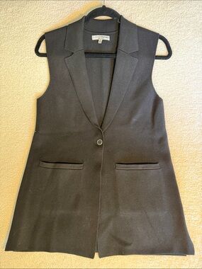 Love Trend Black Sleeveless Long Blazer Vest